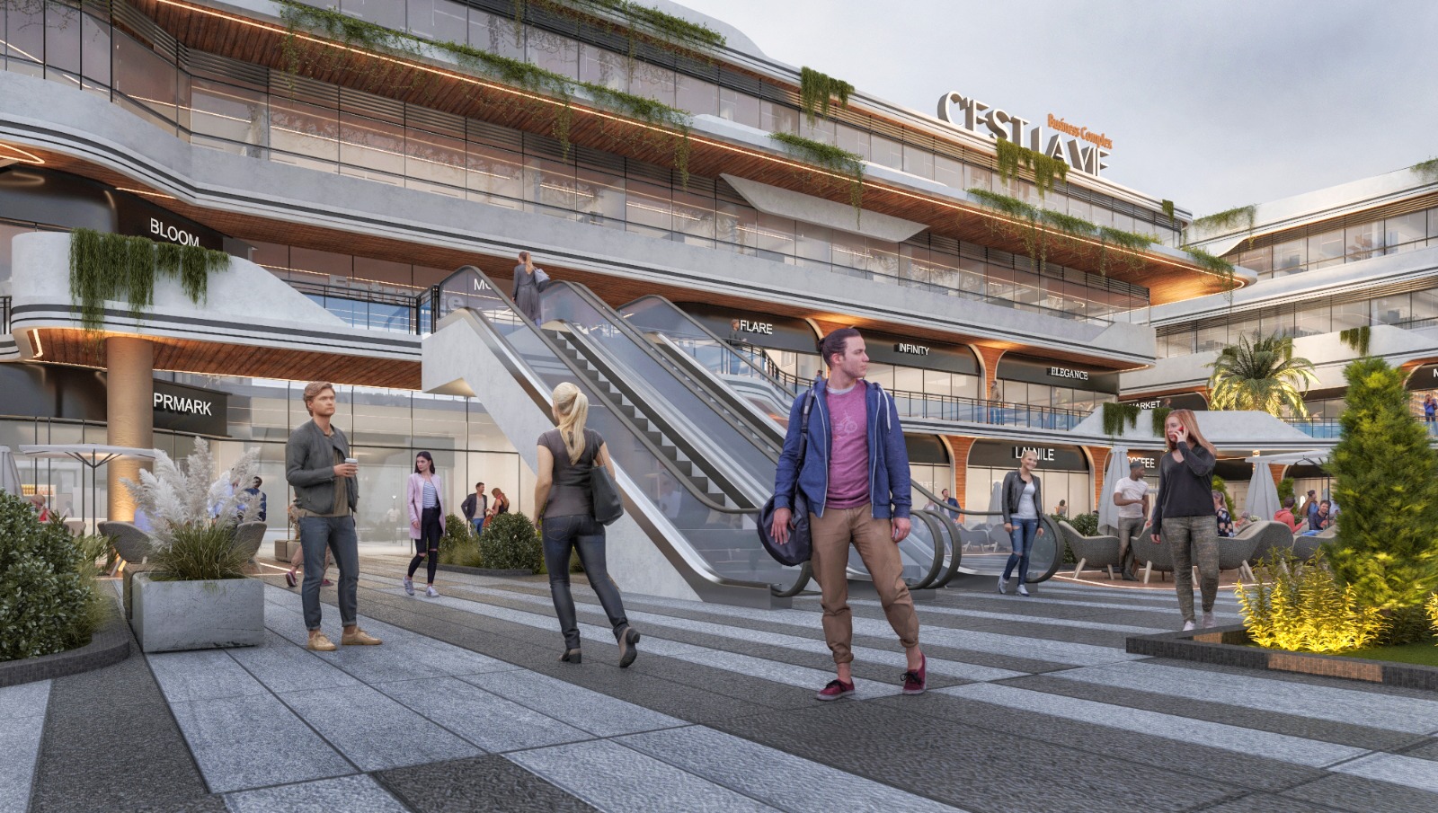 Central atrium & escalators